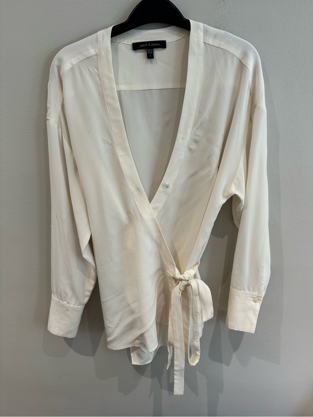 Judith & Charles 100% silk Wrap Tie Blouse